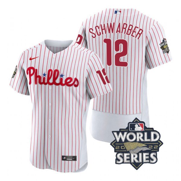 Phillies 12 Kyle Schwarber White Nike 2022 World Series Flexbase Jersey->philadelphia phillies->MLB Jersey